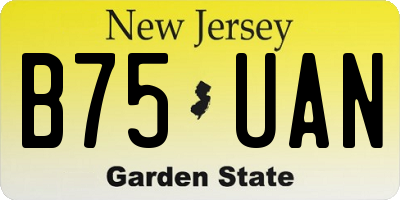 NJ license plate B75UAN