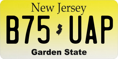 NJ license plate B75UAP
