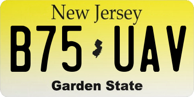 NJ license plate B75UAV