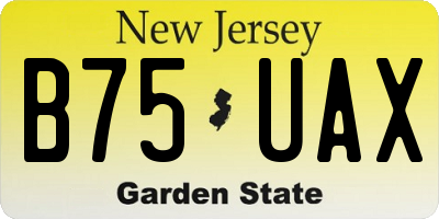 NJ license plate B75UAX