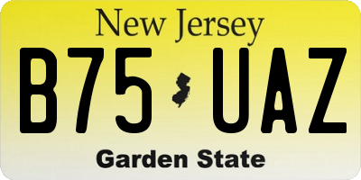 NJ license plate B75UAZ