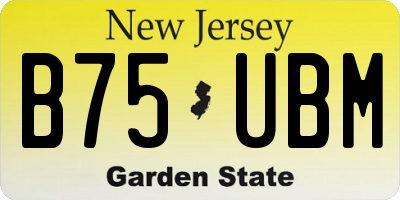 NJ license plate B75UBM