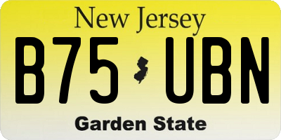 NJ license plate B75UBN