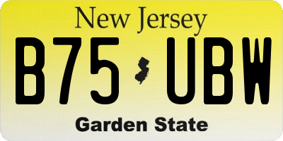 NJ license plate B75UBW