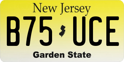 NJ license plate B75UCE