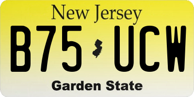 NJ license plate B75UCW