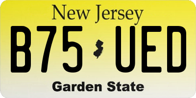 NJ license plate B75UED