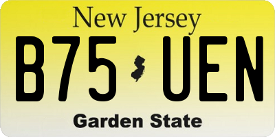 NJ license plate B75UEN