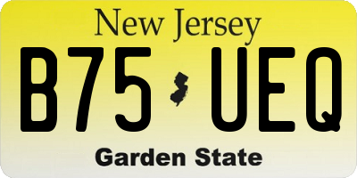 NJ license plate B75UEQ