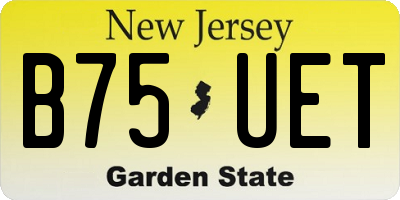 NJ license plate B75UET