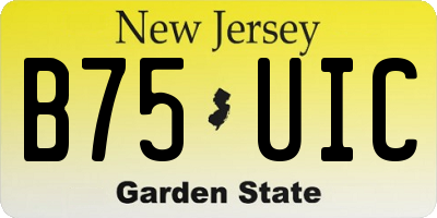 NJ license plate B75UIC