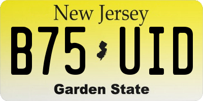 NJ license plate B75UID