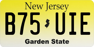 NJ license plate B75UIE