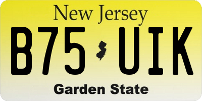 NJ license plate B75UIK