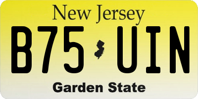 NJ license plate B75UIN
