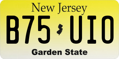 NJ license plate B75UIO