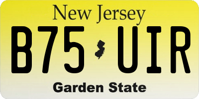 NJ license plate B75UIR