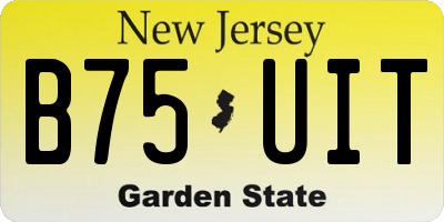 NJ license plate B75UIT