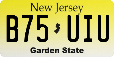 NJ license plate B75UIU