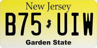 NJ license plate B75UIW