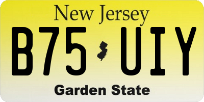 NJ license plate B75UIY