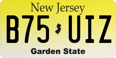 NJ license plate B75UIZ