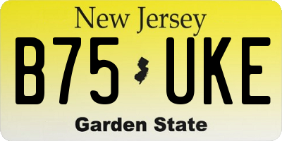 NJ license plate B75UKE
