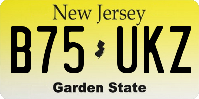 NJ license plate B75UKZ