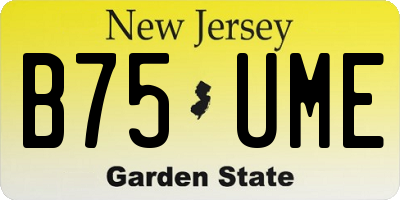 NJ license plate B75UME