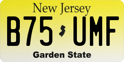 NJ license plate B75UMF