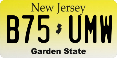 NJ license plate B75UMW