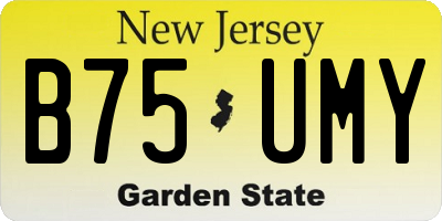 NJ license plate B75UMY