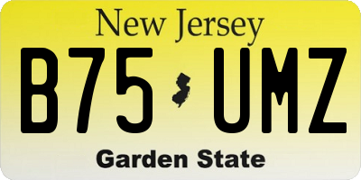 NJ license plate B75UMZ