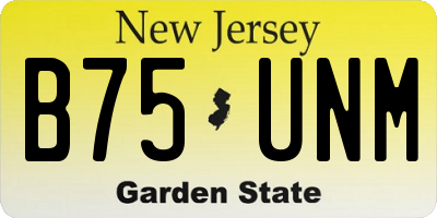 NJ license plate B75UNM