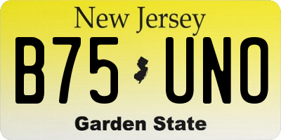 NJ license plate B75UNO