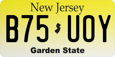 NJ license plate B75UOY