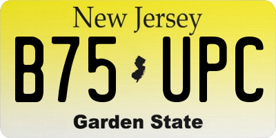 NJ license plate B75UPC