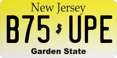 NJ license plate B75UPE
