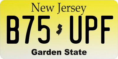 NJ license plate B75UPF