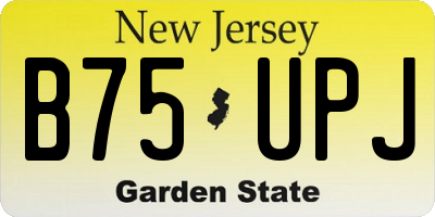 NJ license plate B75UPJ