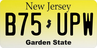 NJ license plate B75UPW