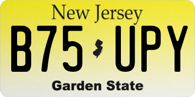 NJ license plate B75UPY