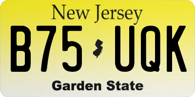 NJ license plate B75UQK