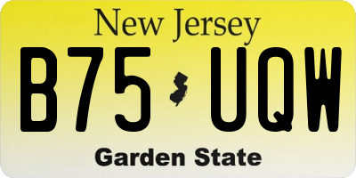 NJ license plate B75UQW