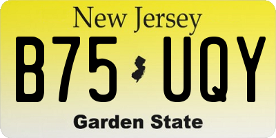 NJ license plate B75UQY