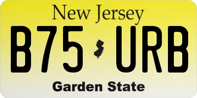 NJ license plate B75URB