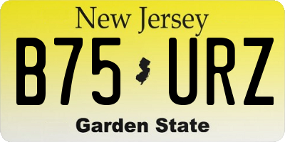 NJ license plate B75URZ