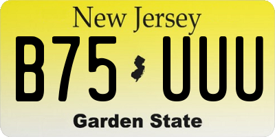 NJ license plate B75UUU