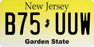 NJ license plate B75UUW
