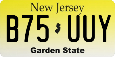 NJ license plate B75UUY